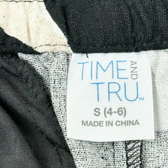 Time And Tru Women's Linen Blend Tropical Black Shorts S (4-6) Elastic Back NWT - Picture 5 of 10